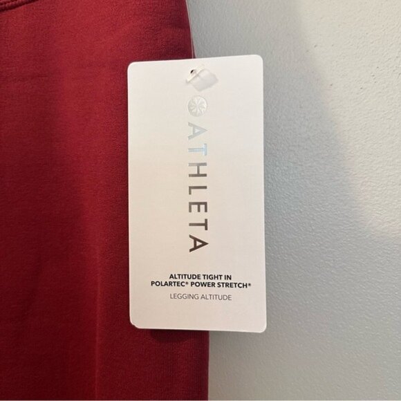 Athleta Altitude Tights Polartec Power Stretch Burgundy Fleece Leggings Size 1X - Picture 7 of 14